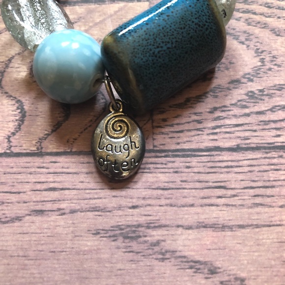 Laugh Often - Love Much Blue Stretchy Bracelet - Picture 3 of 10